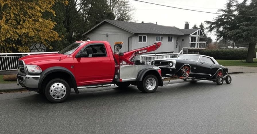 Tow truck on Rochester Road in Troy Michigan